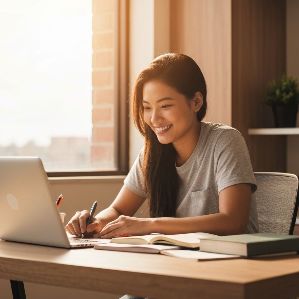 Student studying online